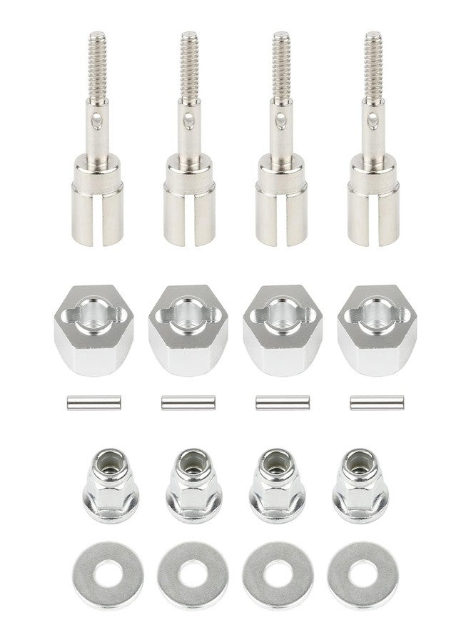 Rchobbytop 4Pcs 12mm Wheel Hex Drive Hub Adaptor & Steel Stub Axle & M4 Locknut Washers for 1/10 RC Car - Image 1